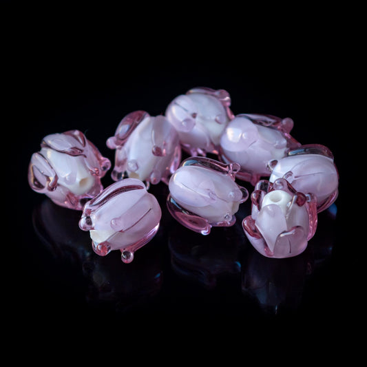 Намистини Lampwork Pink Lavender Button Rose