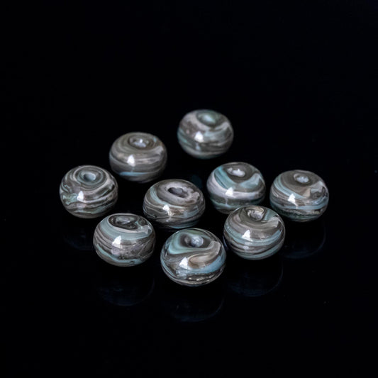 Gray Brown Teal Handmade Lampwork Glass Spacer Set