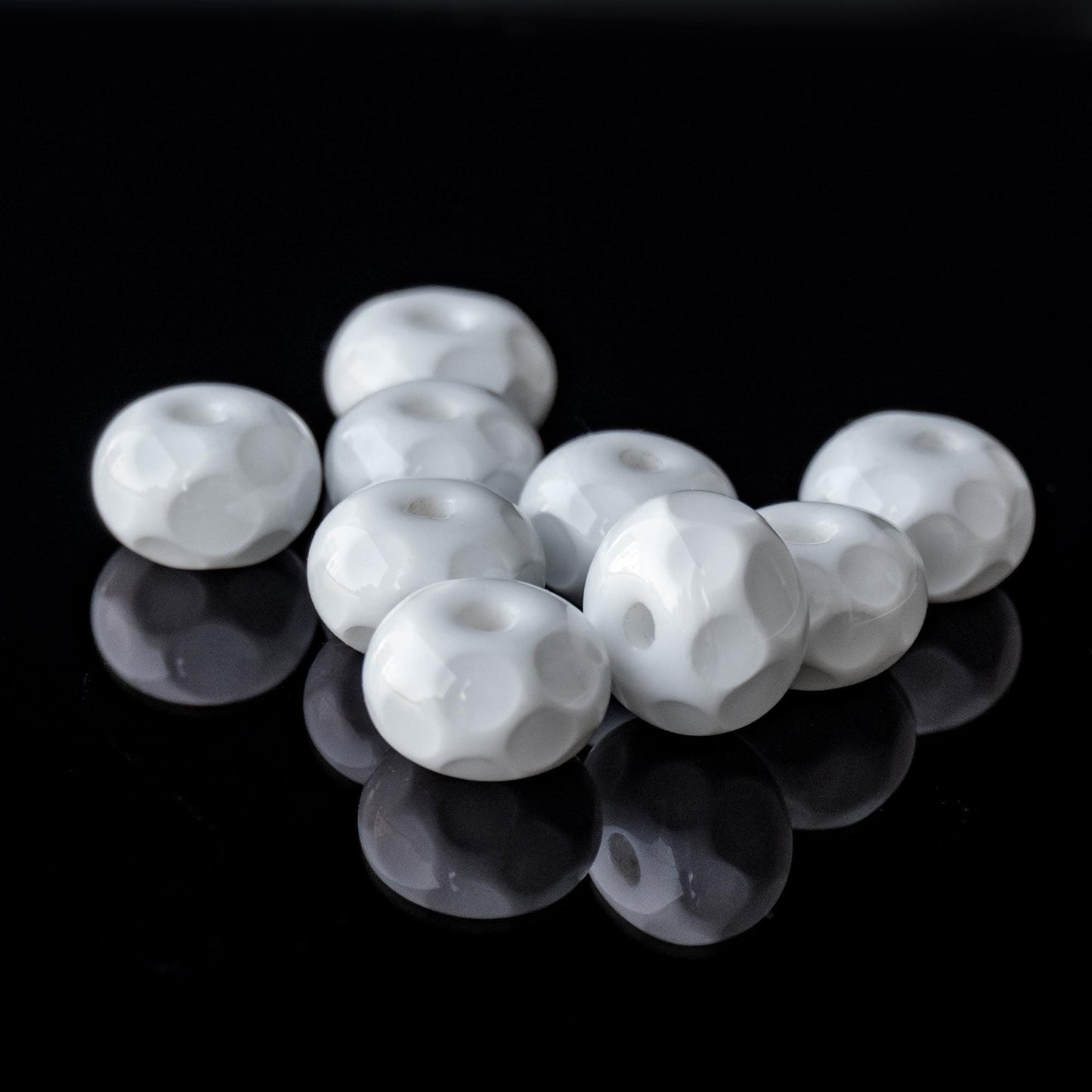 White Glass Handmade Lampwork Spacer Set Beads