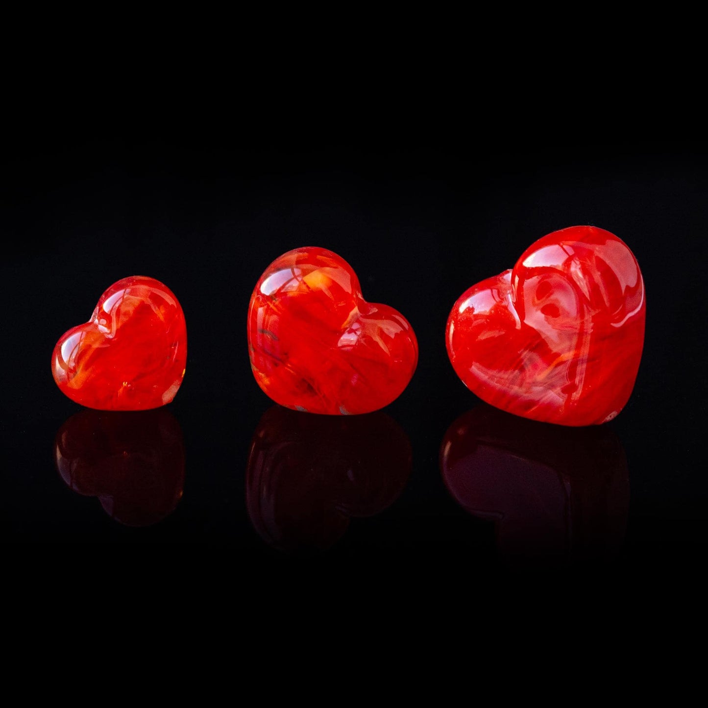 Red Orange Heart Handmade Lampwork Glass Beads