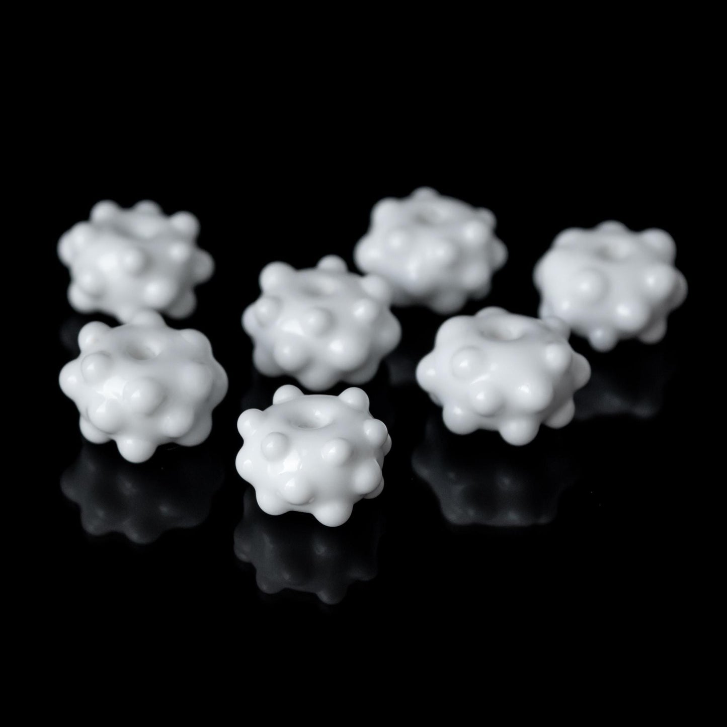 Glass  White Bumpy Handmade Lampwork  Beads