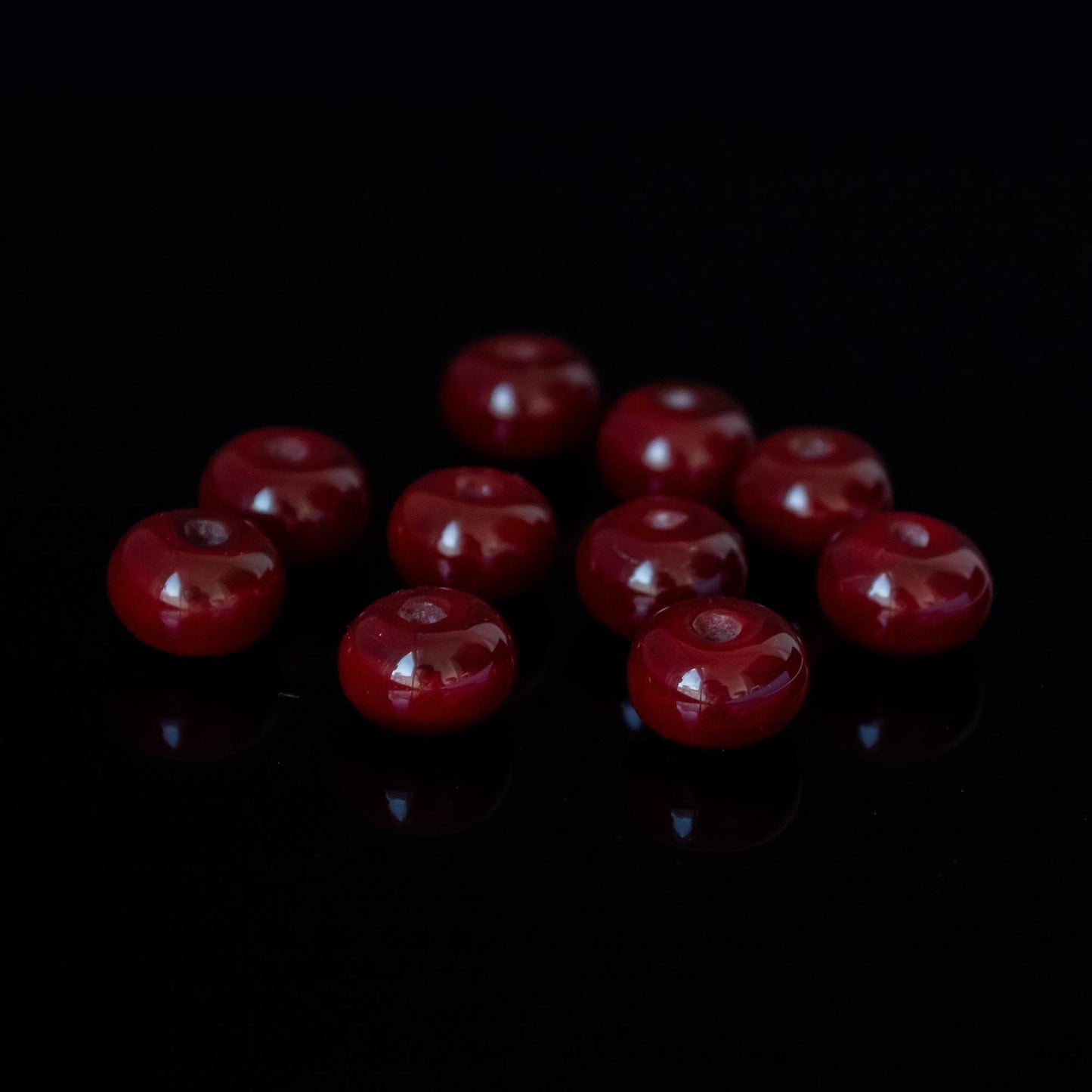 Dark Red Handmade Lampwork Glass Spacer Beads