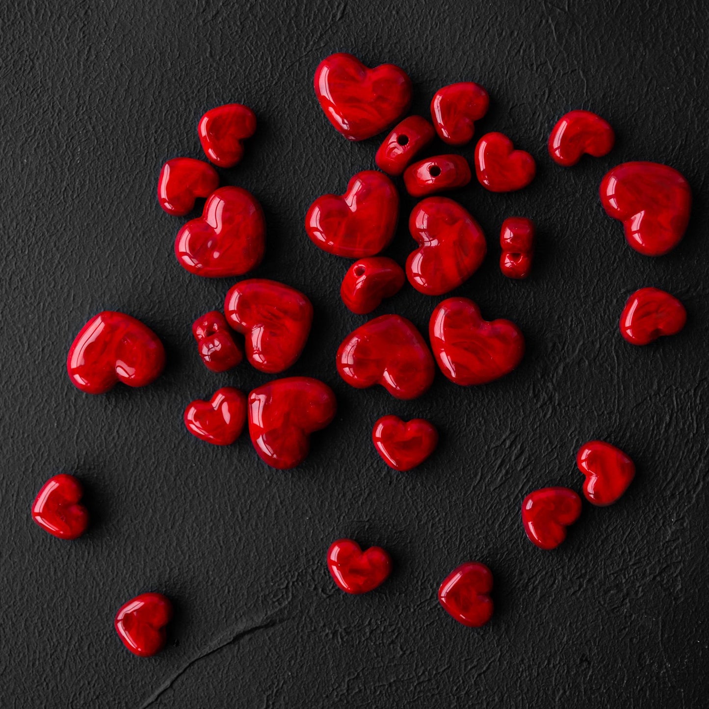 Red Heart Handmade Lampwork Glass Beads