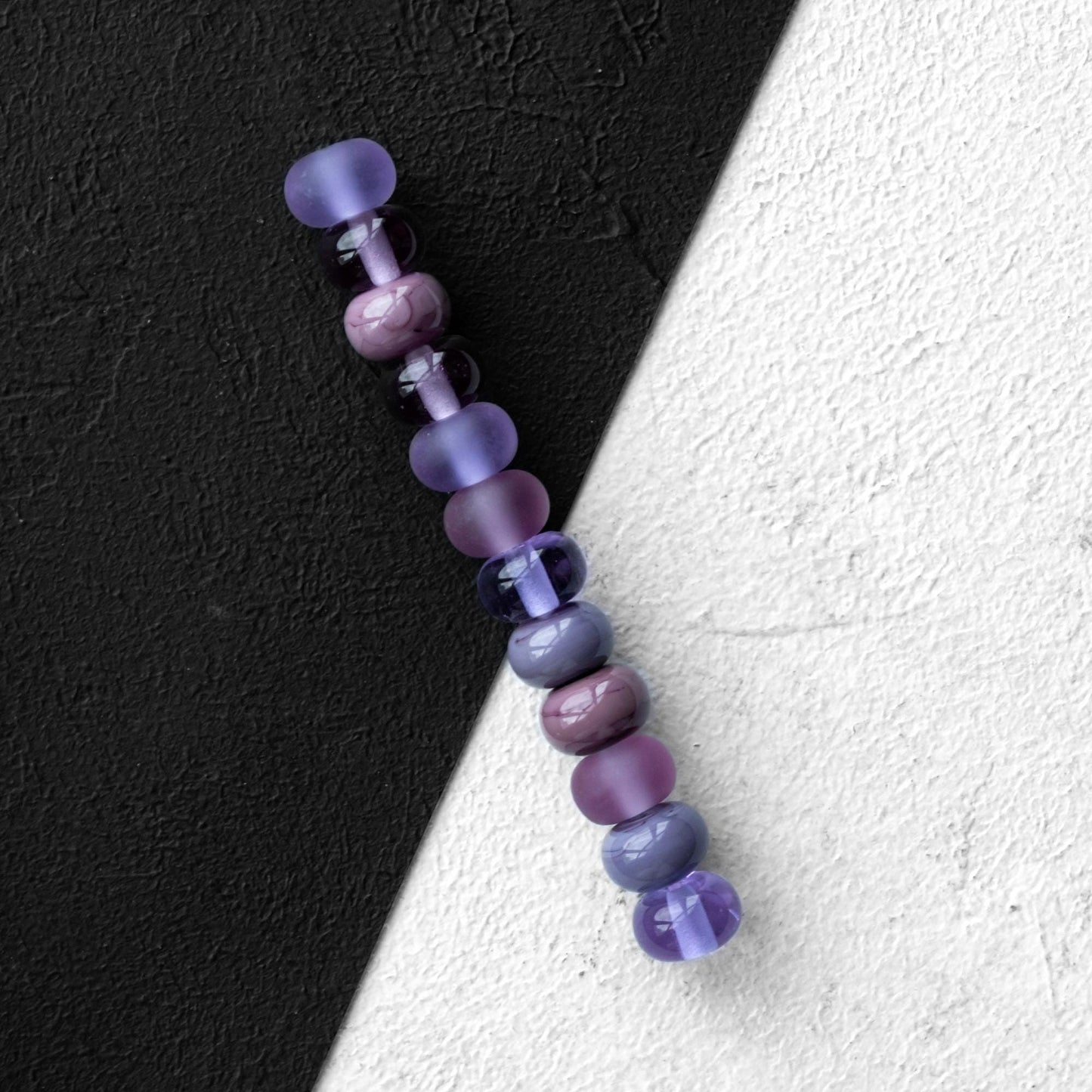 Purple & Pink Spacer Handmade Lampwork Beads Set