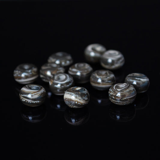 Gray Brown Beige Marble Handmade Lampwork Glass Spacer Set
