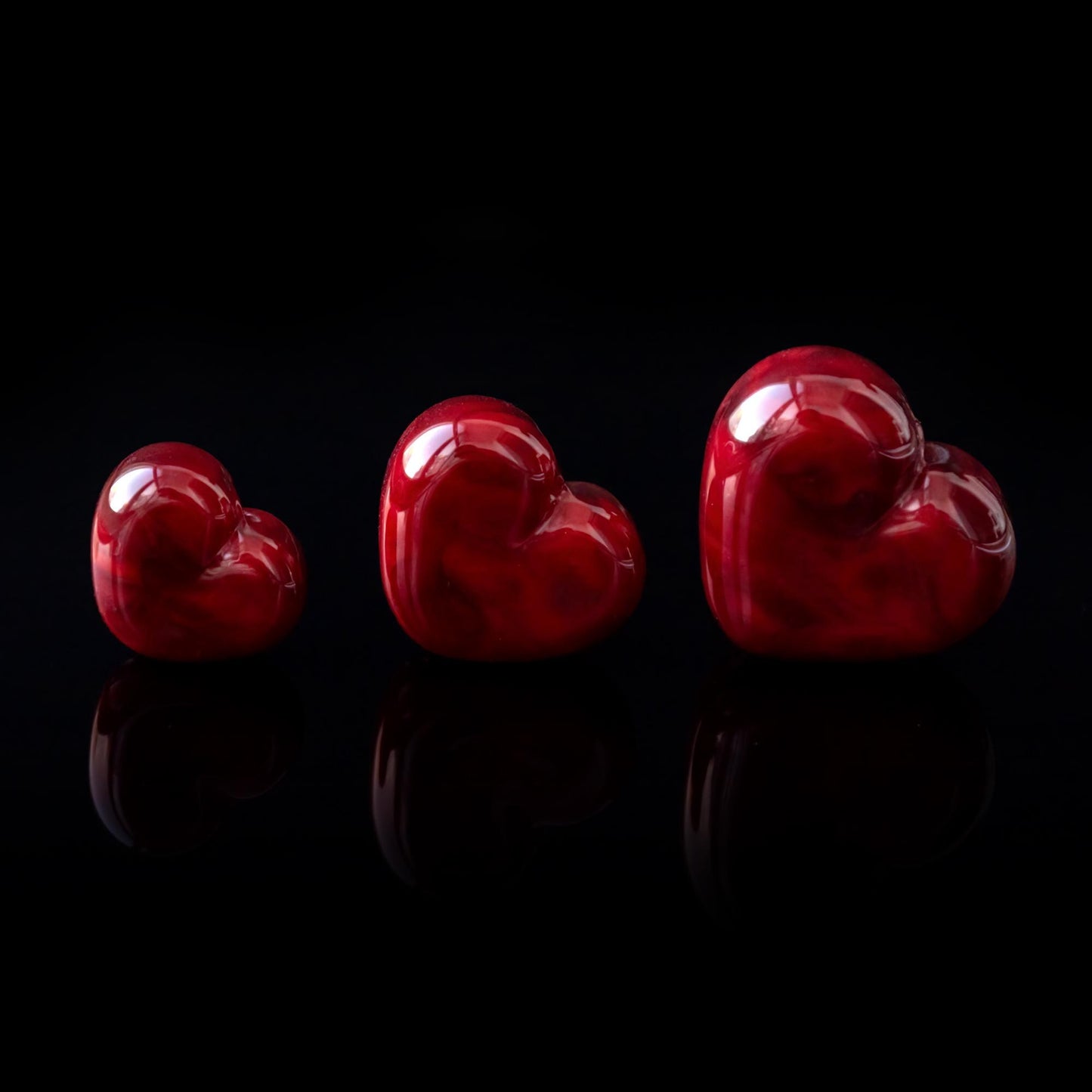 Dark Red Heart Handmade Lampwork Glass Beads