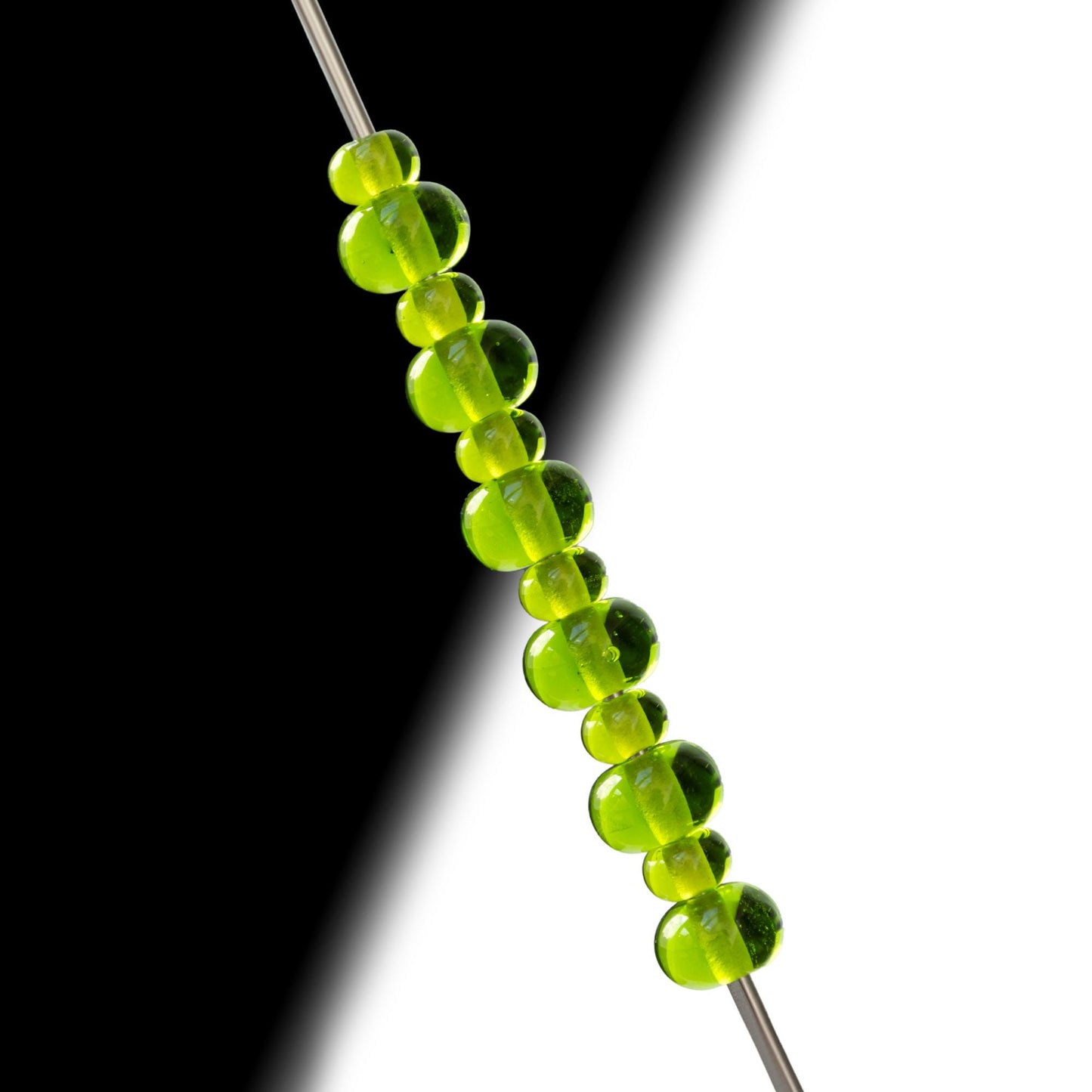 Green Transparent Handmade Lampwork Glass Spacer Beads