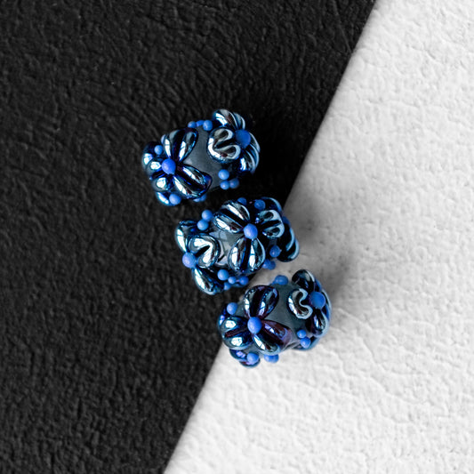 Blue Flower Lampwork Handmade Bead 1 piece (Single bead)