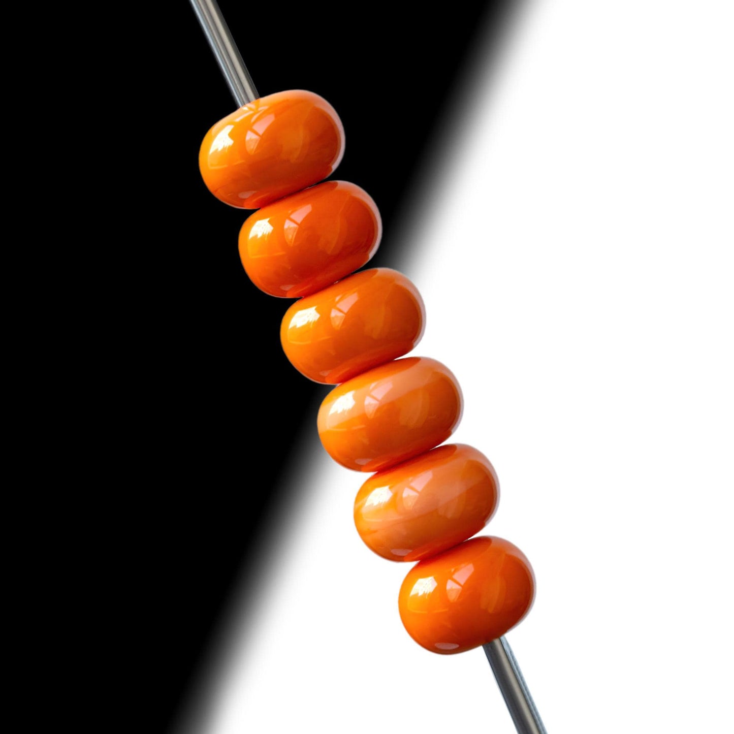 Orange 12mm Handmade Lampwork Glass Spacer Beads