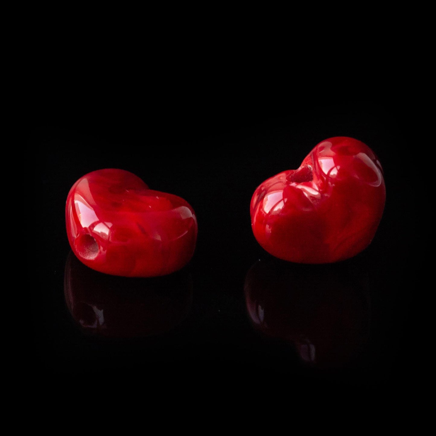 Red Heart Handmade Lampwork Glass Beads