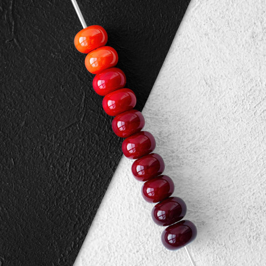 Fiery Red and Orange Gradient Handmade Lampwork Glass Beads