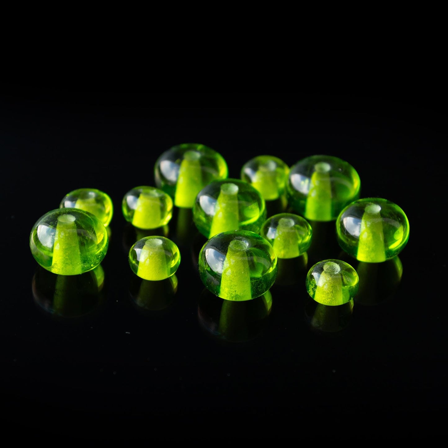 Green Transparent Handmade Lampwork Glass Spacer Beads