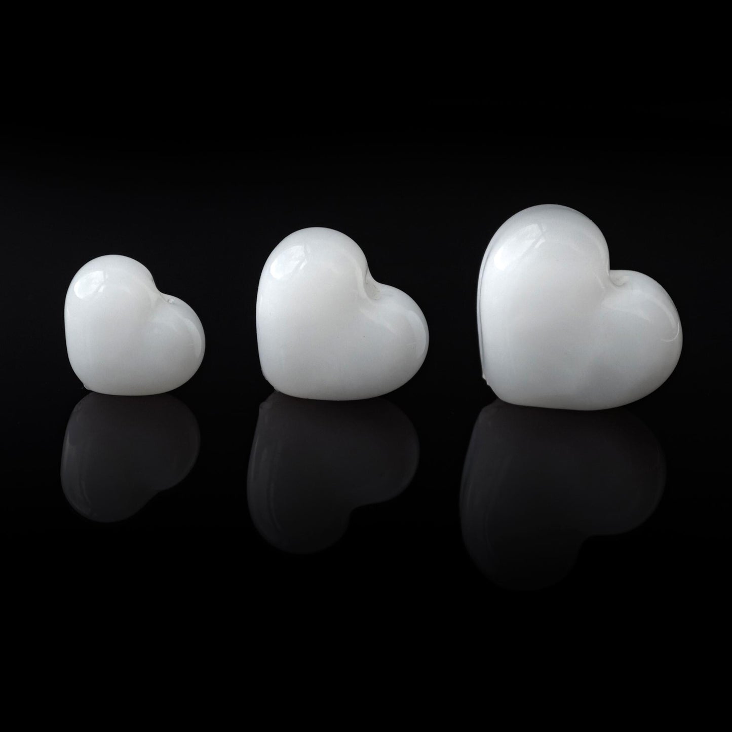 White Milky Heart Handmade Lampwork Glass Beads