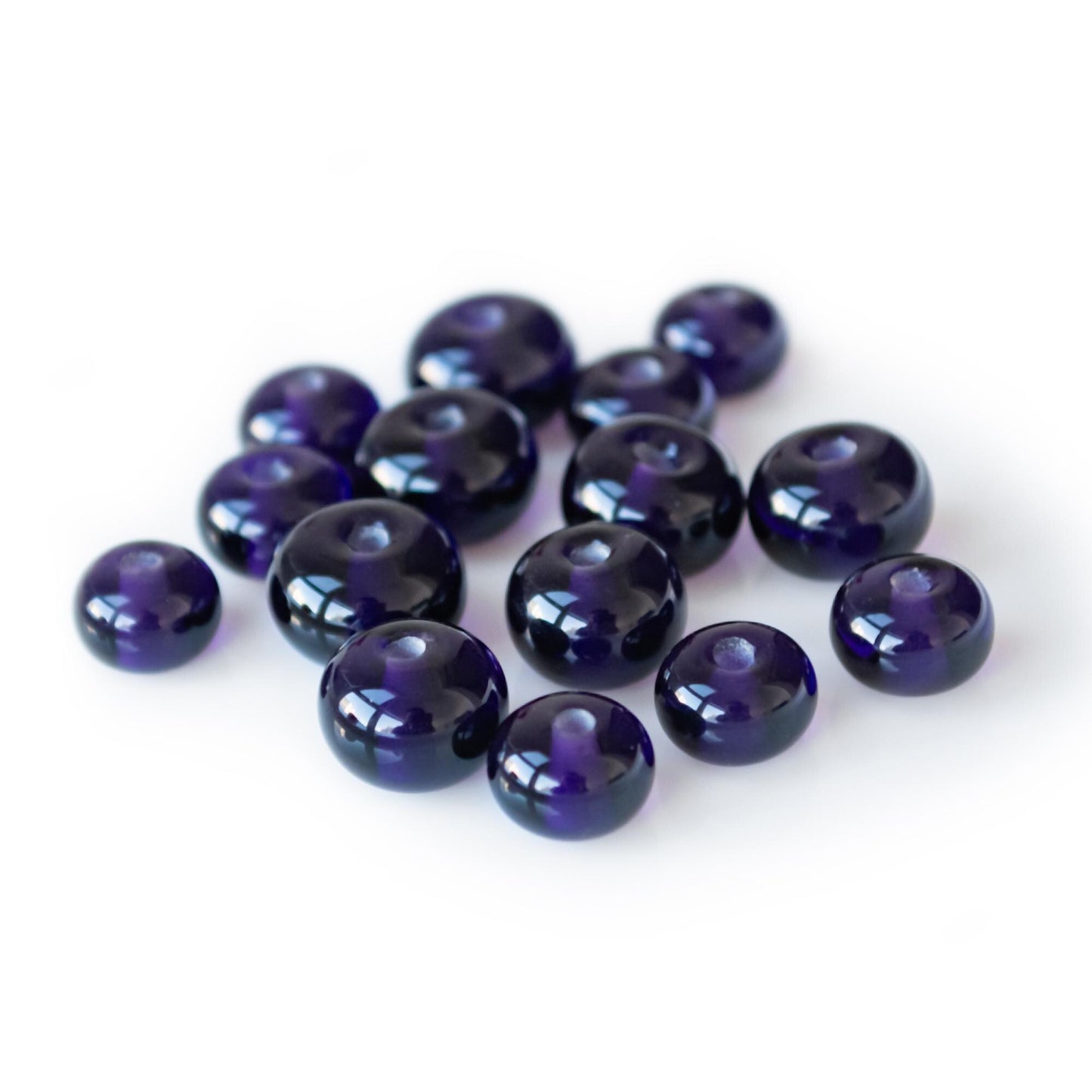 Purple Transparent 12mm 10 mm Handmade Lampwork Glass Spacer Set