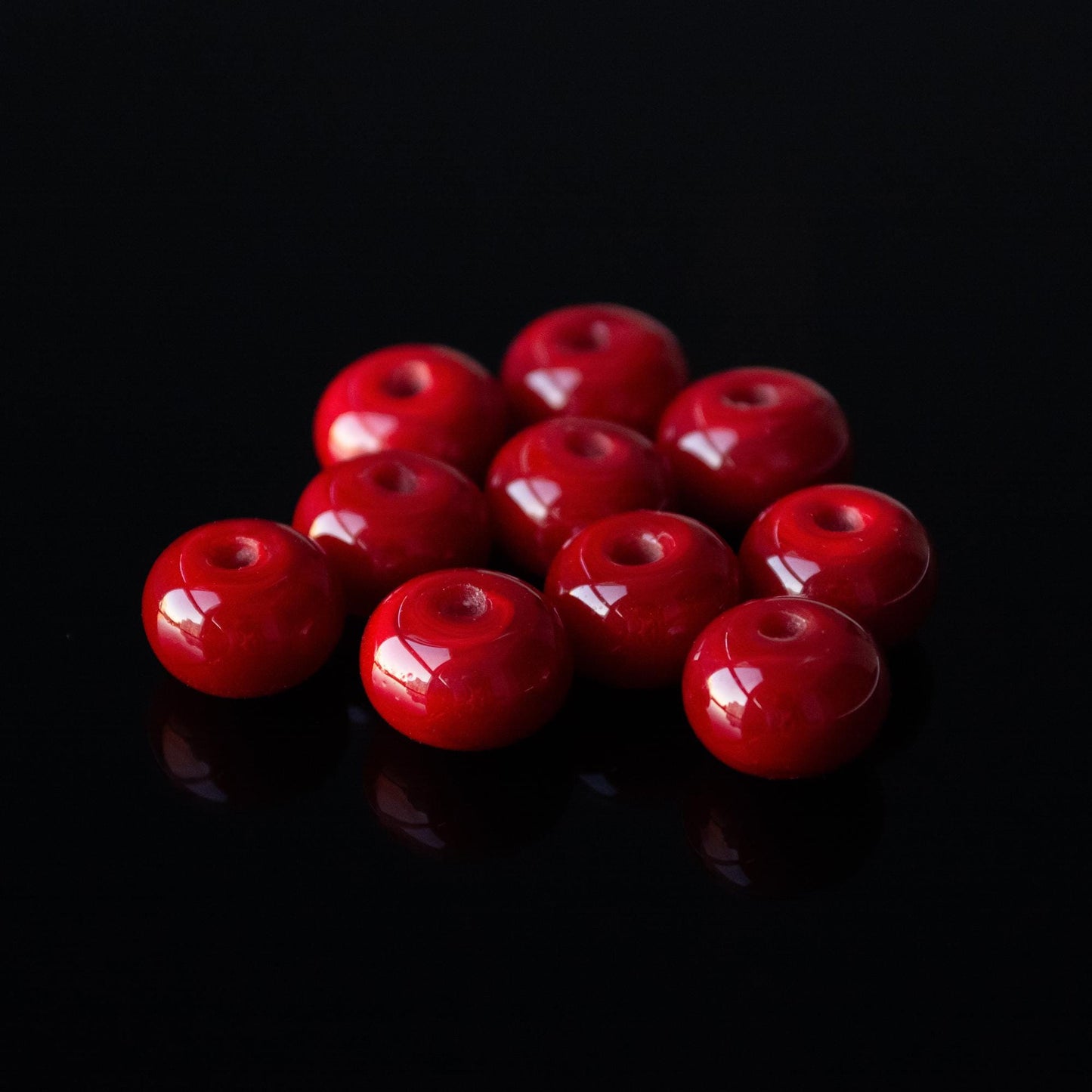 Red 12mm Handmade Lampwork Glass Set