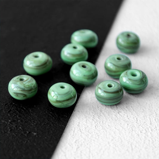 Mint Green Handmade Lampwork Glass Spacer Set