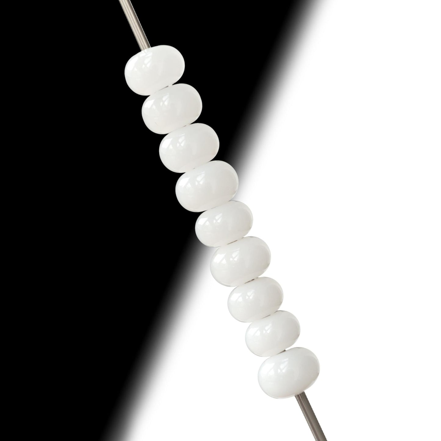 White Milky Glass Handmade Lampwork Spacer Beads