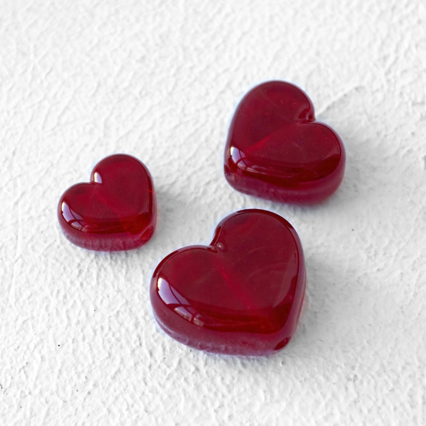 Ruby Red Heart Handmade Lampwork Glass Beads Murano Artisan Jewelry Making