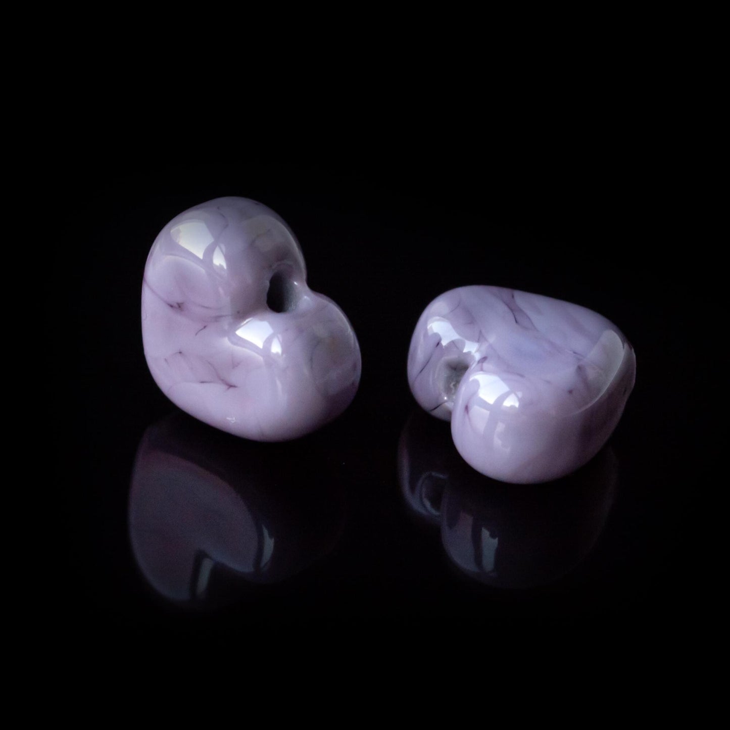 Lavender Heart Handmade Lampwork Glass Bead