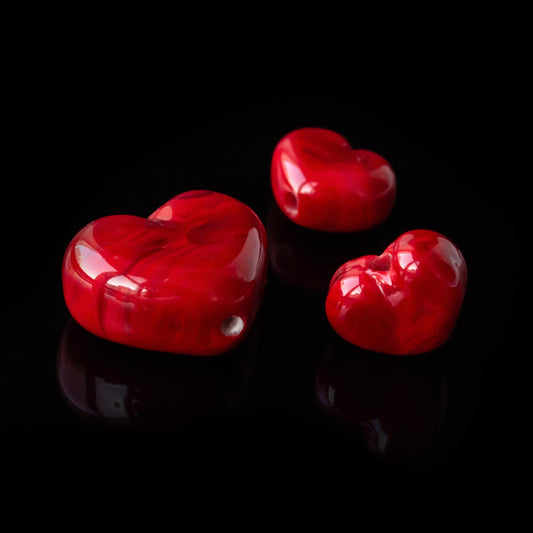 Red Heart Handmade Lampwork Glass Beads
