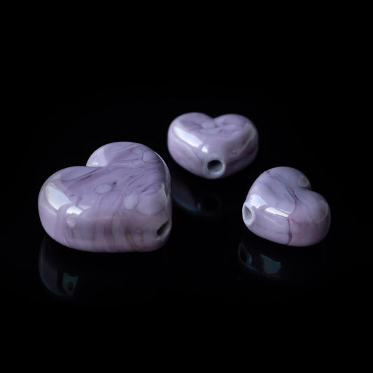 Lavender Heart Handmade Lampwork Glass Bead