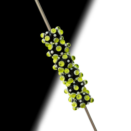 Black Green Handmade Lampwork Focal Beads 1 ps