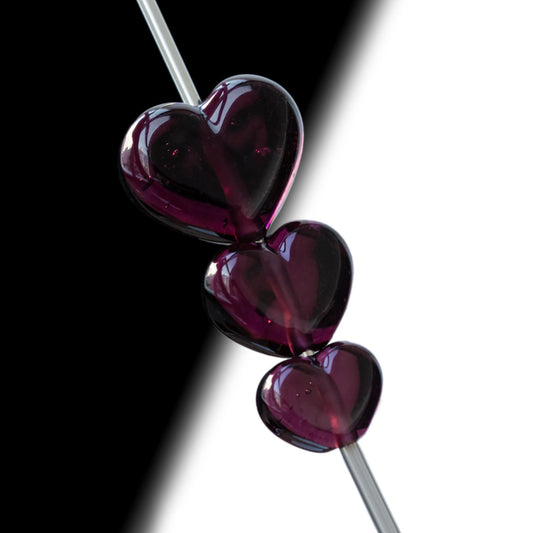 Purple Violet Heart Handmade Lampwork Glass Beads
