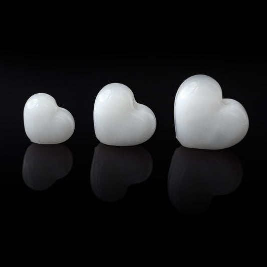 White Milky Heart Handmade Lampwork Glass Beads