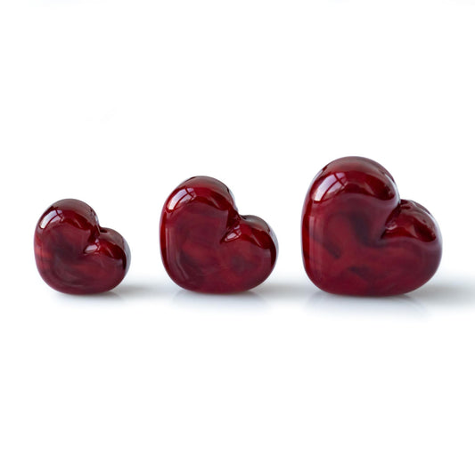 Dark Red Heart Handmade Lampwork Glass Beads