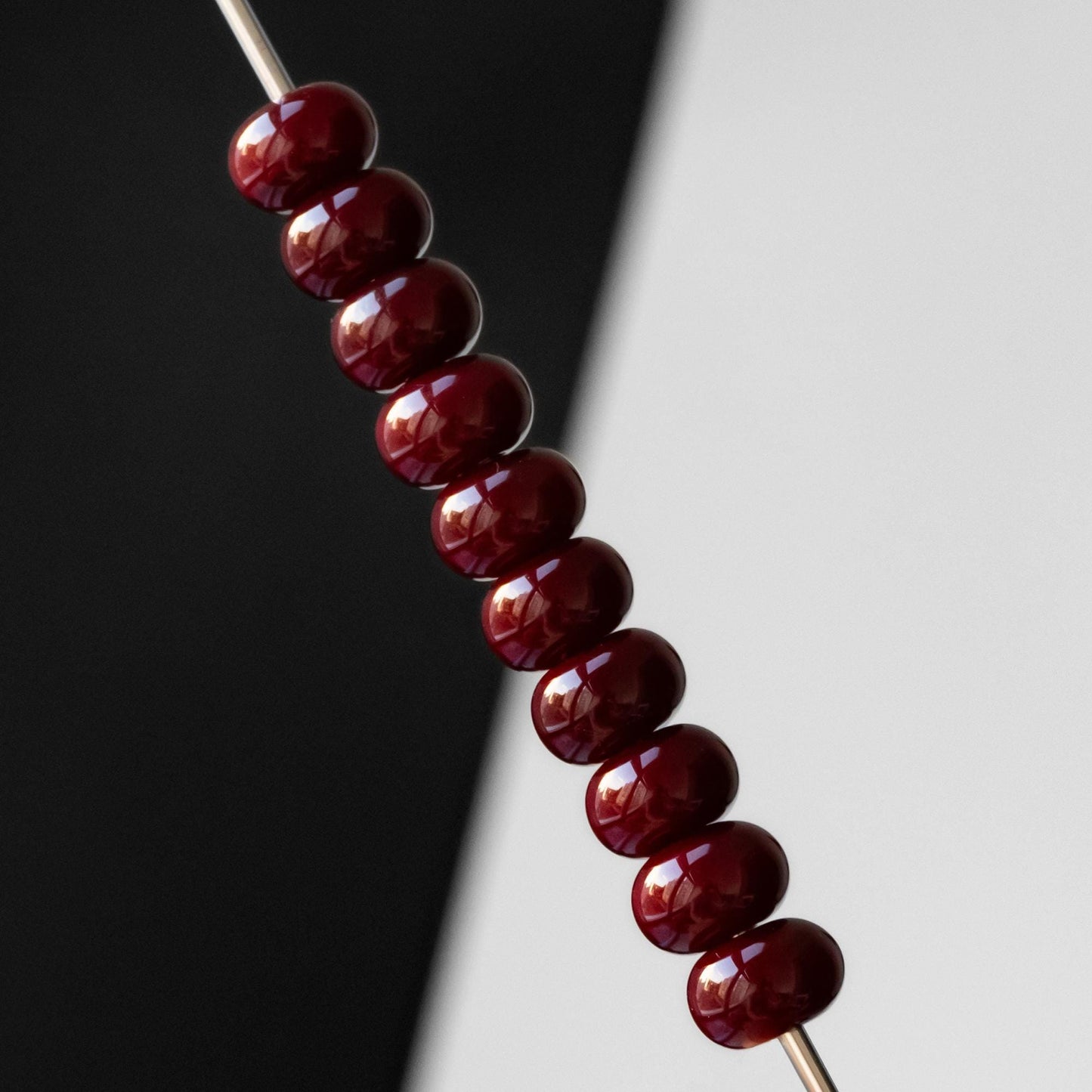 Dark Red Handmade Lampwork Glass Spacer Beads