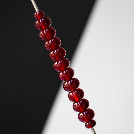 Red Transparent Handmade Lampwork Glass Spacer Beads Set