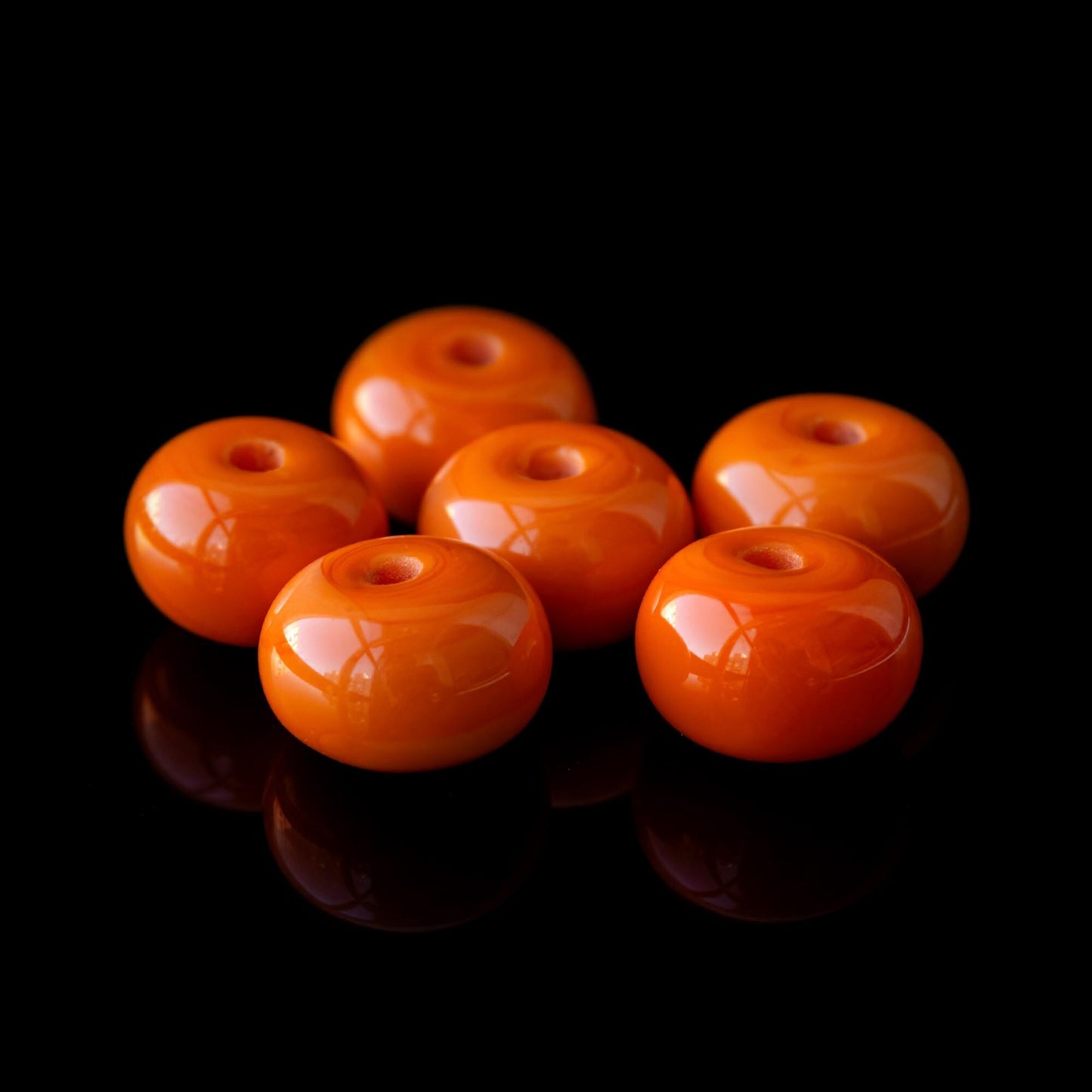 Orange 12mm Handmade Lampwork Glass Spacer Beads