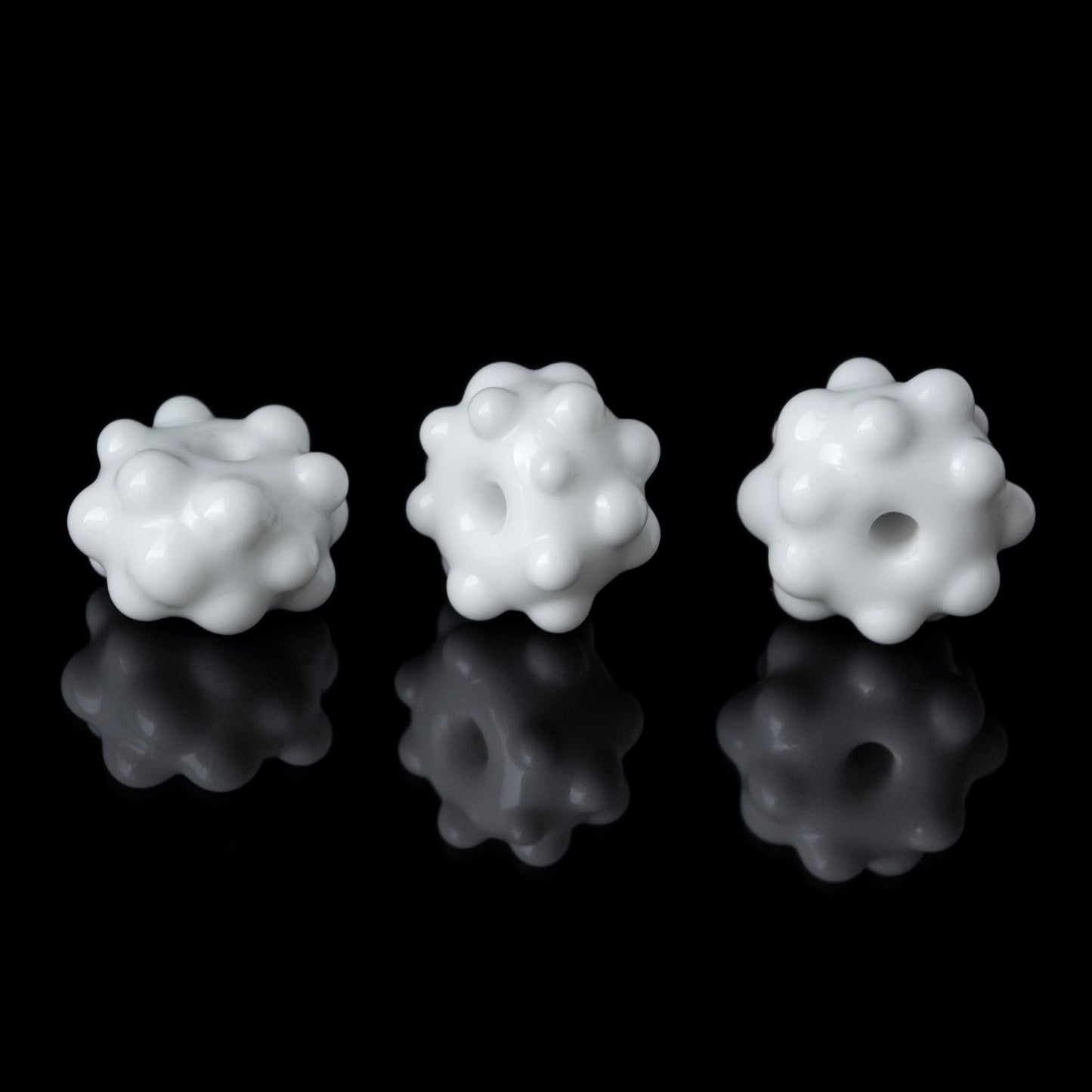 Glass  White Bumpy Handmade Lampwork  Beads