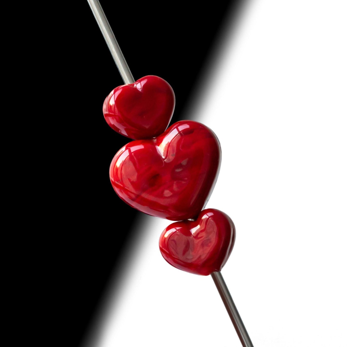 Red Heart Handmade Lampwork Glass Beads