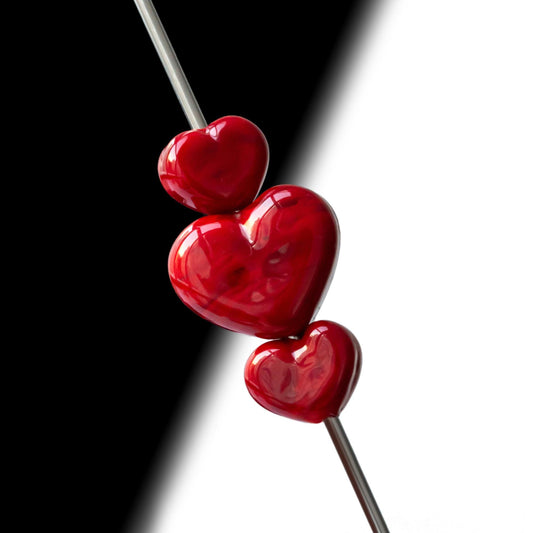 Red Heart Handmade Lampwork Glass Beads
