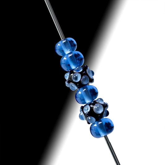 Black Blue Transparent Earring Set Handmade Lampwork Glass Beads