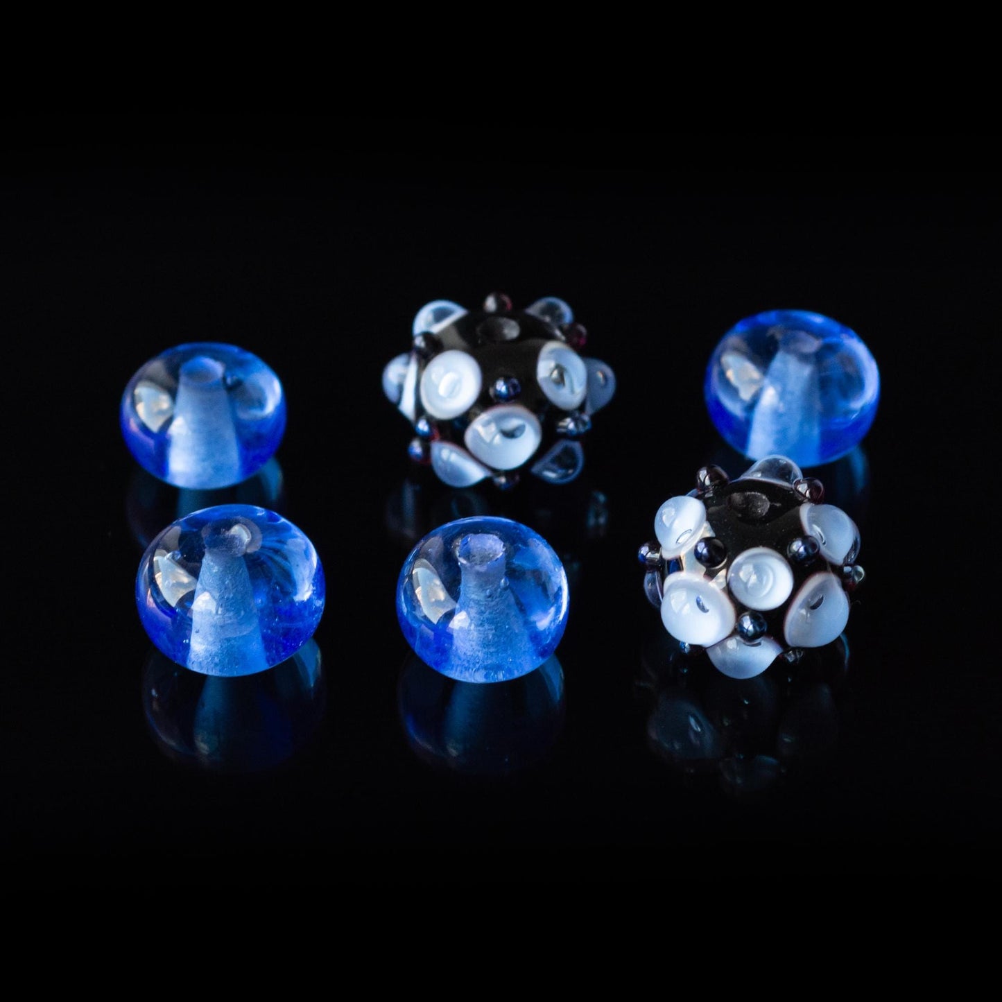 Black Blue Transparent Earring Set Handmade Lampwork Glass Beads