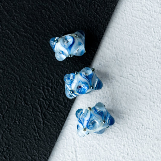 Blue & White Bubble Handmade Lampwork Glass Beads 1pc