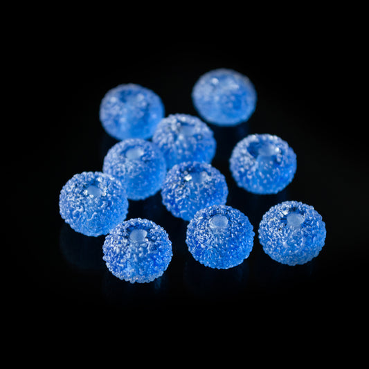 Frosted Blue Lampwork Glass Bead Set (10mm, 12mm)
