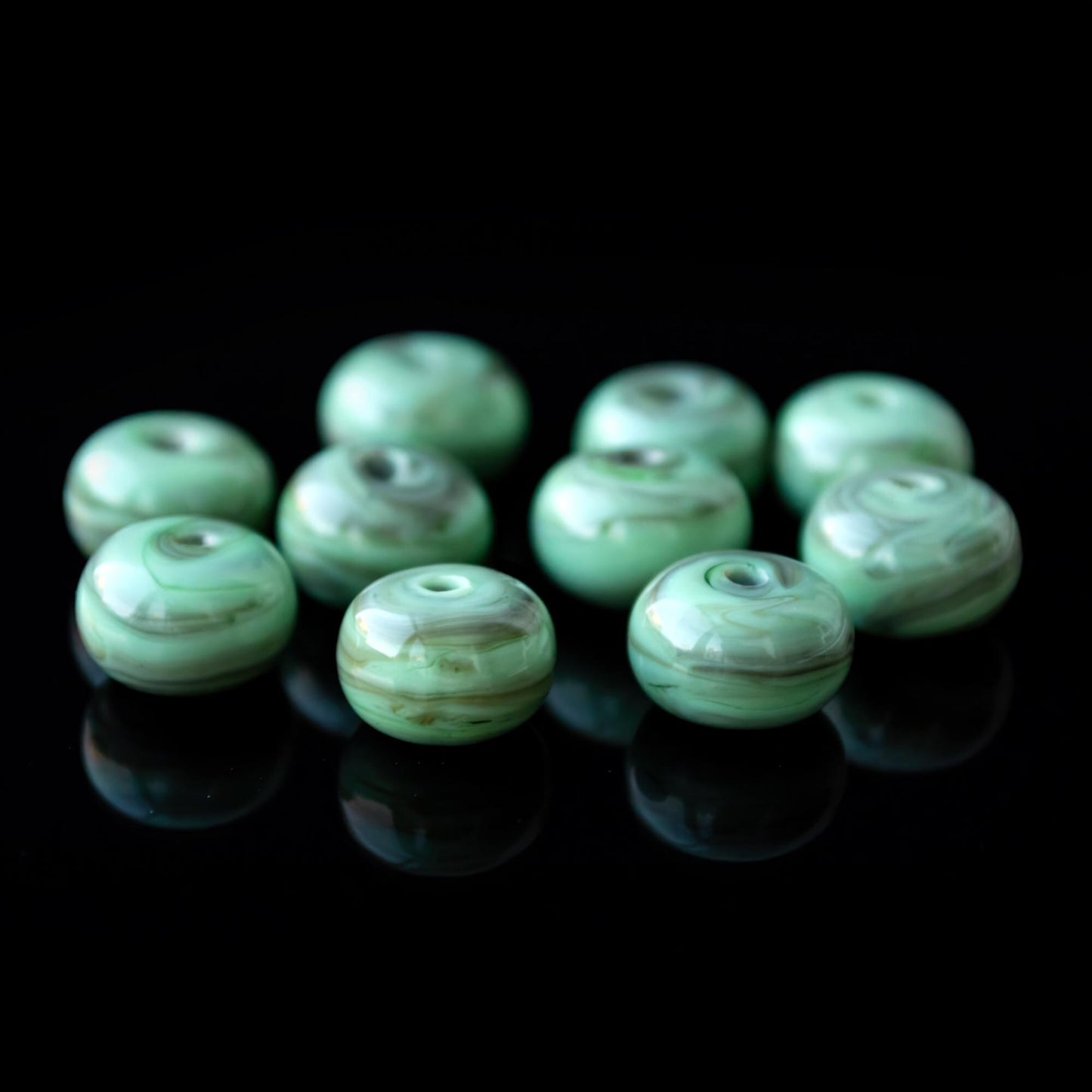 Mint Green Handmade Lampwork Glass Spacer Set