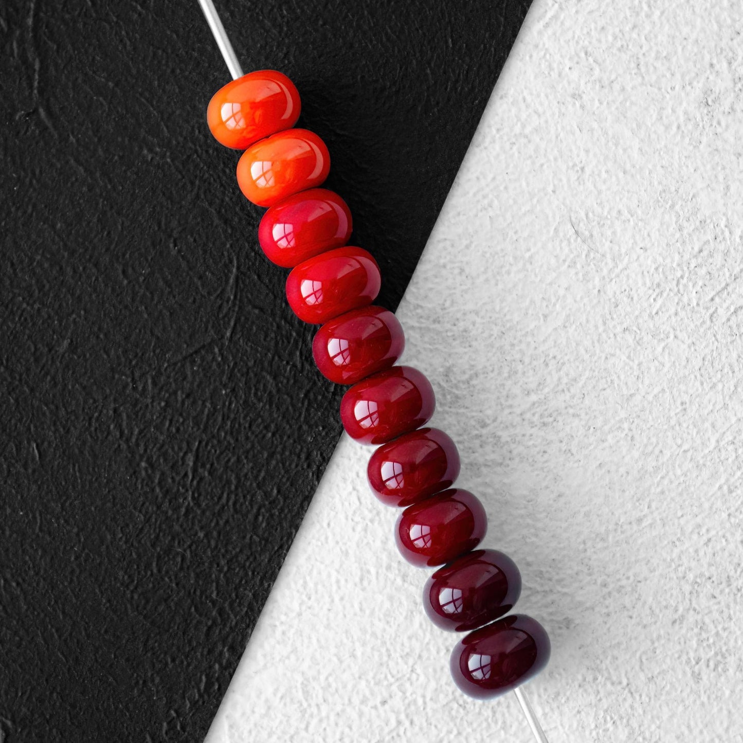 Fiery Red and Orange Gradient Handmade Lampwork Glass Beads