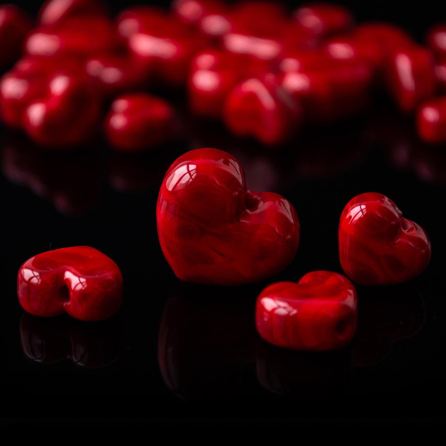 Red Heart Handmade Lampwork Glass Beads