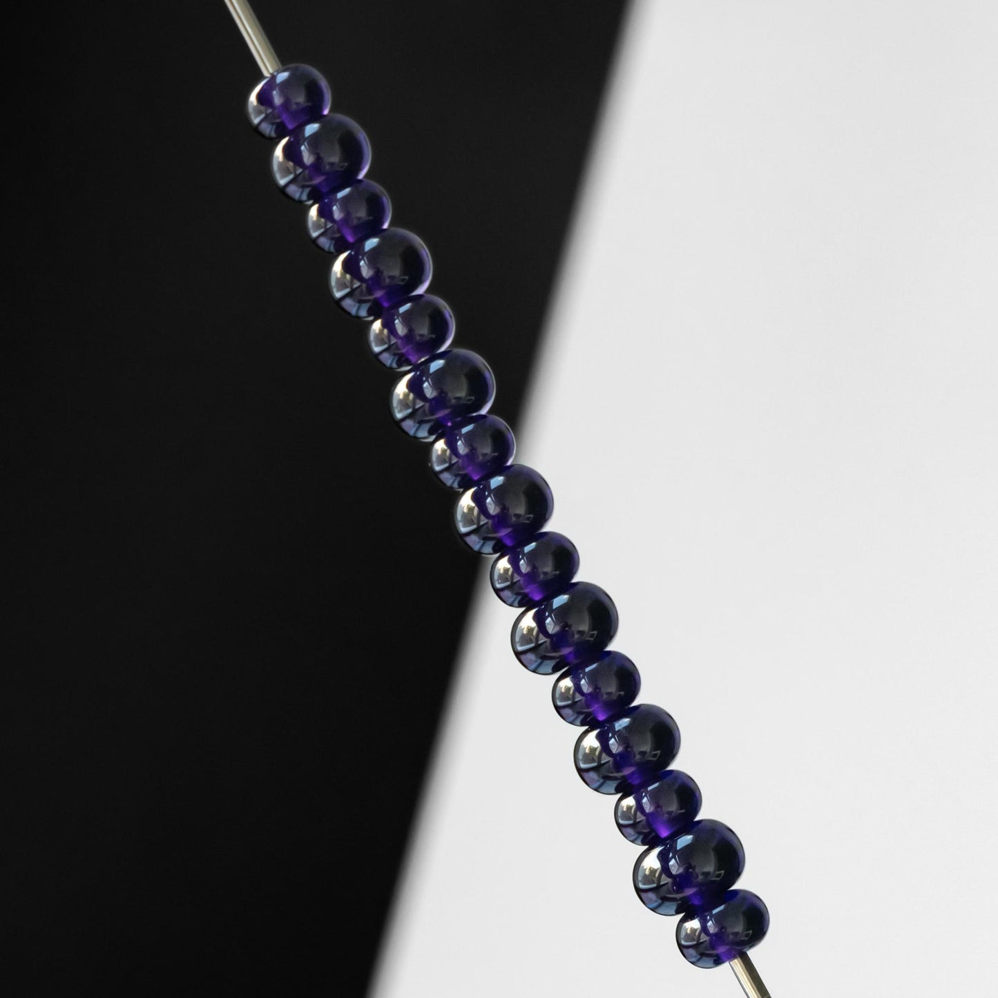 Purple Transparent 12mm 10 mm Handmade Lampwork Glass Spacer Set