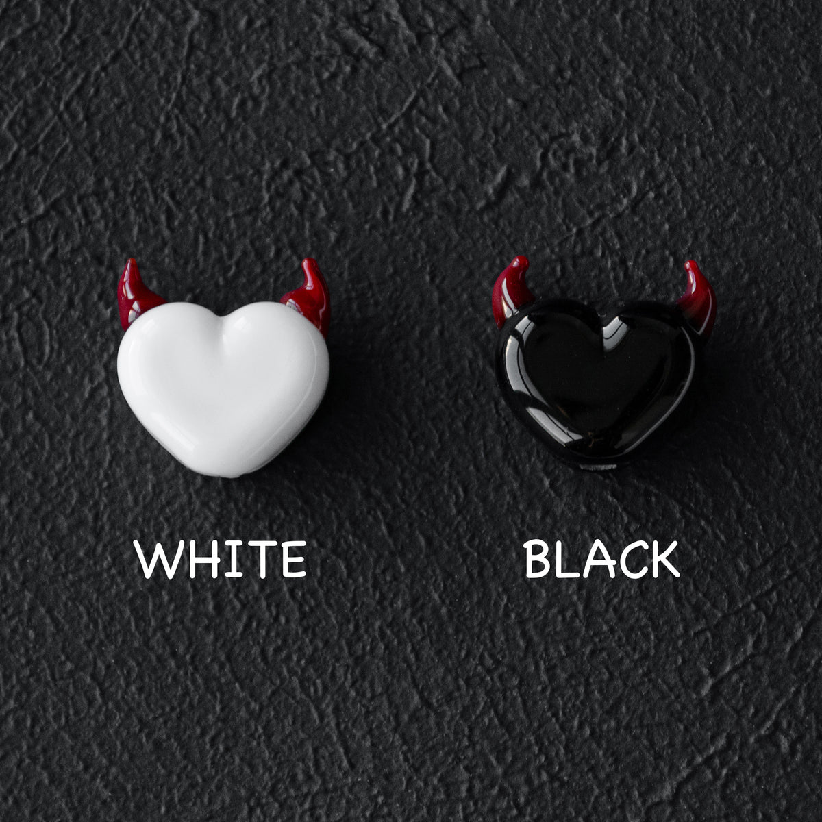 White Heart Handmade Lampwork Glass Bead with Red Horns 1 pc