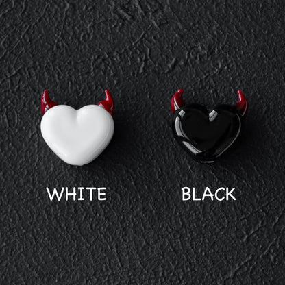 White Heart Handmade Lampwork Glass Bead with Red Horns 1 pc
