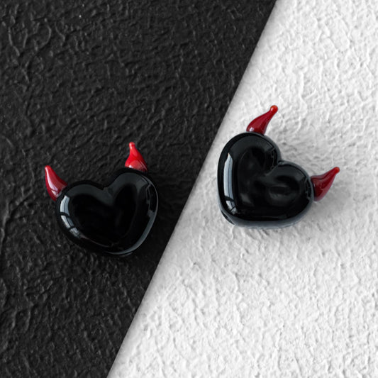 Black Heart Handmade Lampwork Glass Beads 1 pc