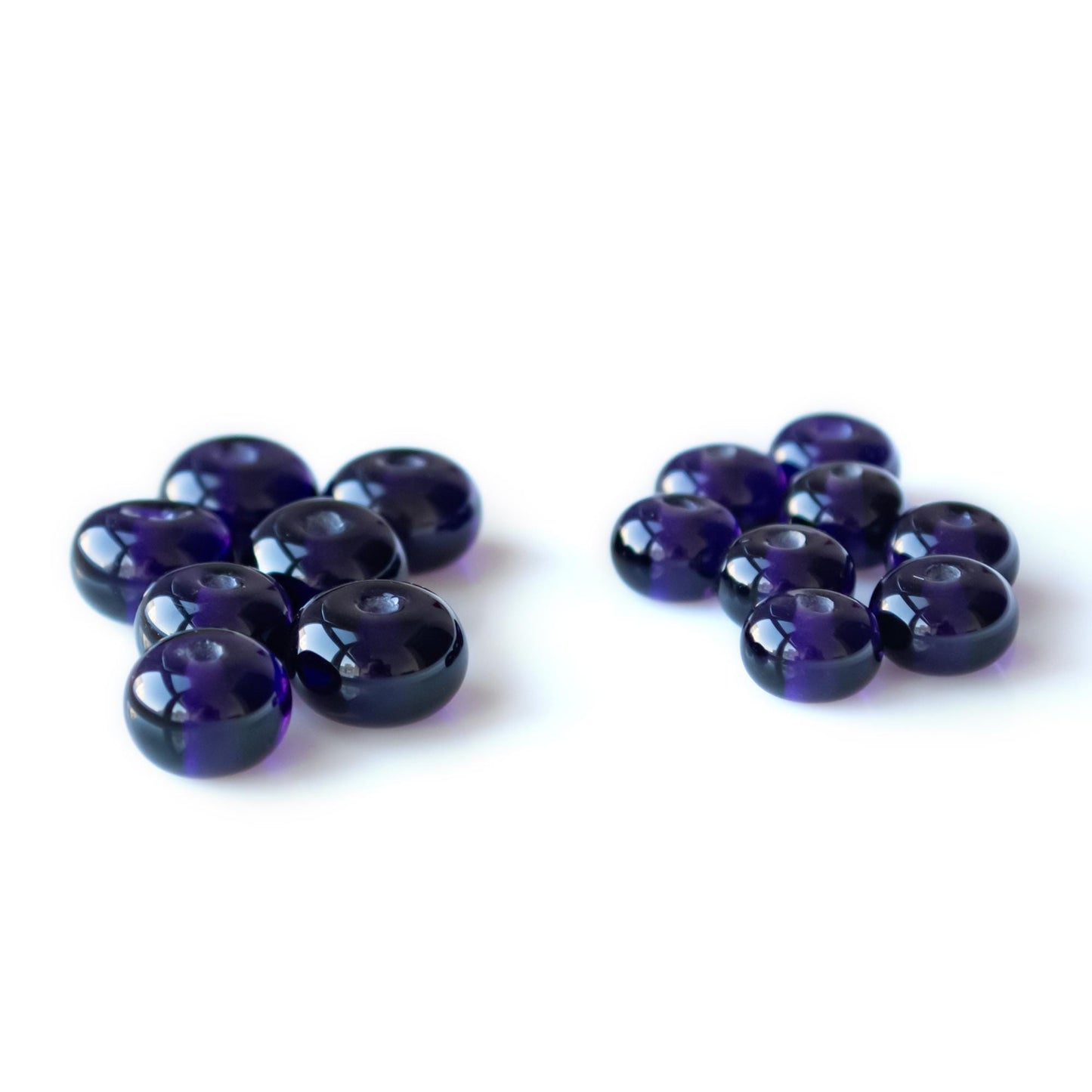Purple Transparent 12mm 10 mm Handmade Lampwork Glass Spacer Set
