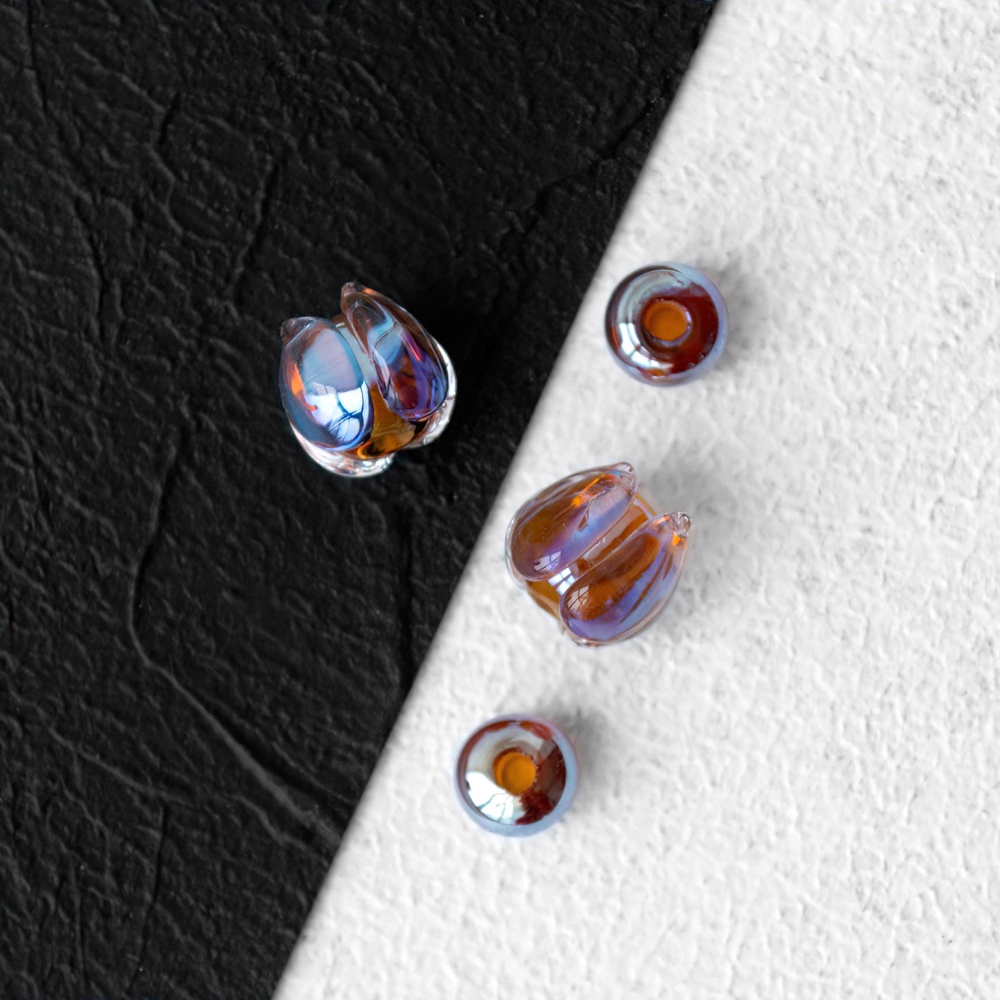 Flower Bud Set Handmade Lampwork Beads