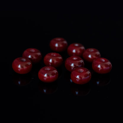Dark Red Handmade Lampwork Glass Spacer Beads