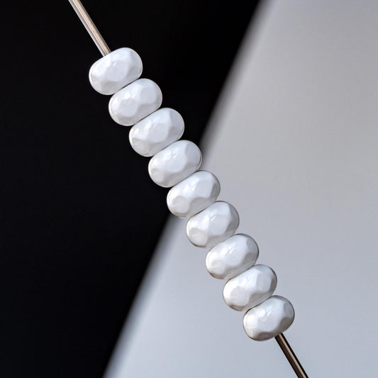 White Glass Handmade Lampwork Spacer Set Beads